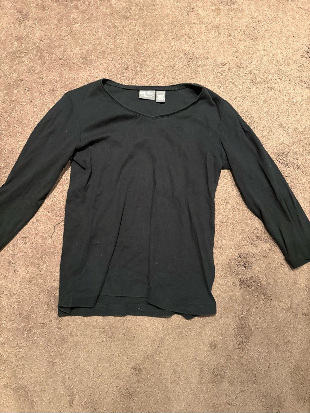 Chico's Black Long Sleeve Scoop Neck Top